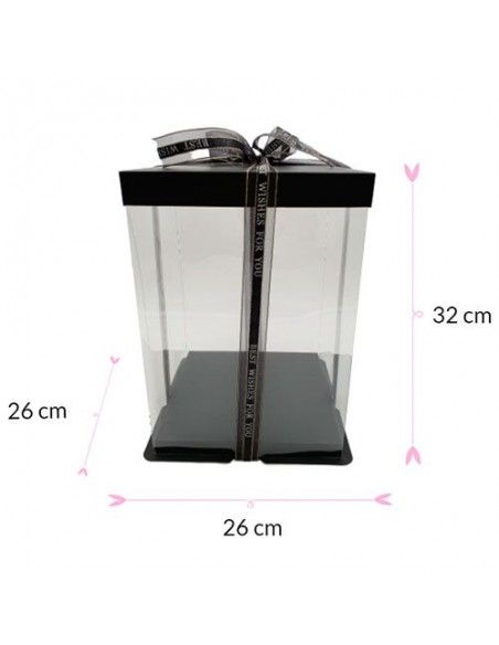 CAJA TARTA DELUXE NEGRA 26 X 26 X 32 CM