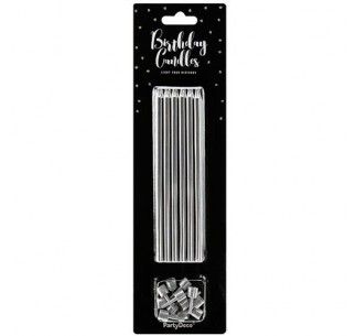 PARTYDECO VELAS DE CUMPLEAÑOS PLATA 12,5CM. 12U. 2
