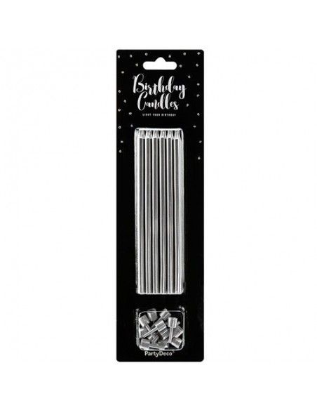 PARTYDECO VELAS DE CUMPLEAÑOS PLATA 12,5CM. 12U.