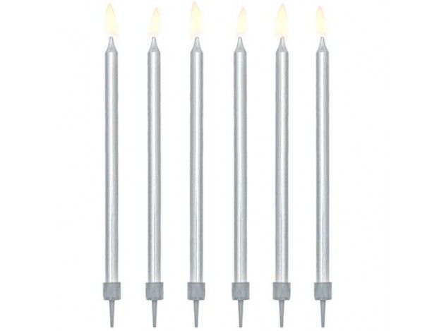 PARTYDECO VELAS DE CUMPLEAÑOS PLATA 12,5CM. 12U.