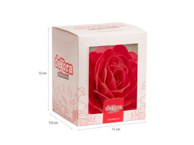 DEKORA ROSA GIGANTE DE OBLEA COLOR ROJO 12.5 CM