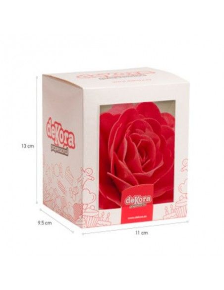 DEKORA ROSA GIGANTE DE OBLEA COLOR ROJO 12.5 CM