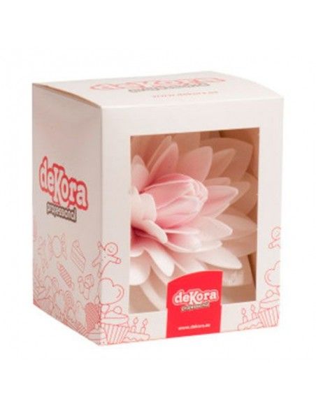 DEKORA DALIA GIGANTE DE OBLEA COLOR ROSA 12.5 CM