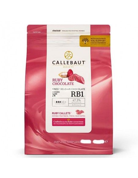 CALLEBAUT CHOCOLATE RUBY ROSA 47,3%. VENTA A PESO