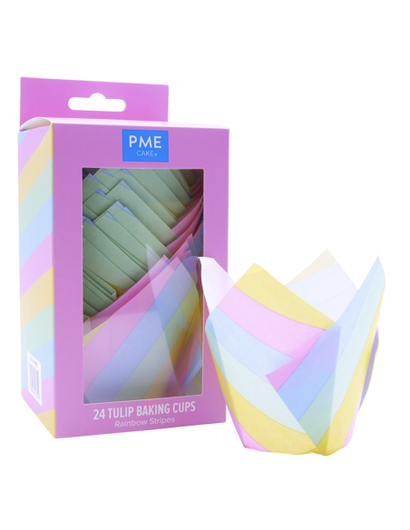 PME CAPSULA TULIPA PARA MUFFINS RAYAS ARCOIRIS 24 UN