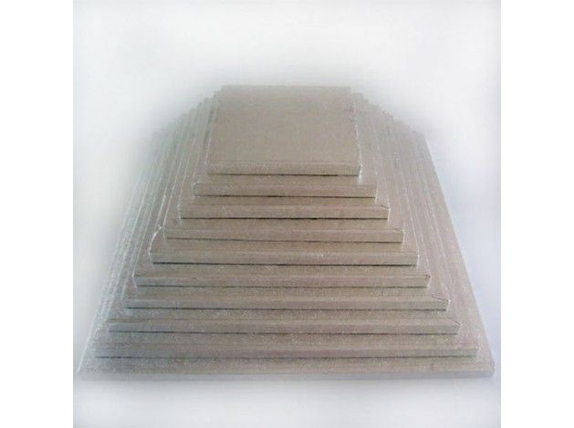 CAKE DRUM BASE PLATEADA 25 CM CUADRADA