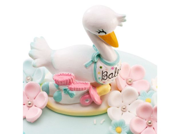 FIGURA DECORATIVA BAUTIZO CIGÜEÑA 10CM