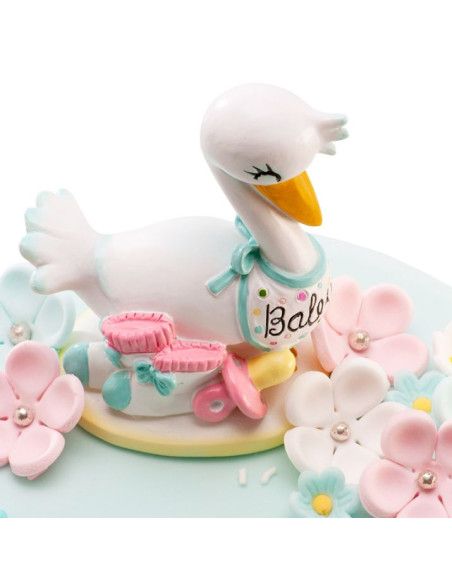 FIGURA DECORATIVA BAUTIZO CIGÜEÑA 10CM