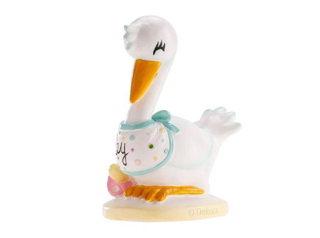FIGURA DECORATIVA BAUTIZO CIGÜEÑA 10CM