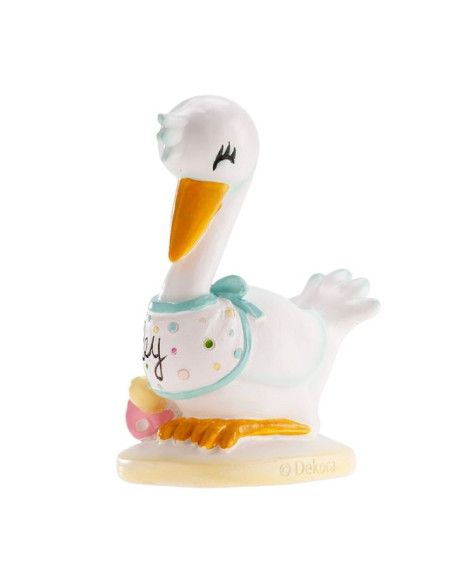FIGURA DECORATIVA BAUTIZO CIGÜEÑA 10CM
