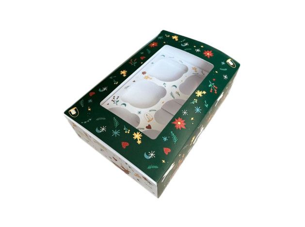 CAJA NAVIDAD PARA 6 CUPCAKES CON VENTANA