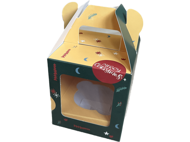 CAJA NAVIDAD PARA 1 CUPCAKE CON VENTANA