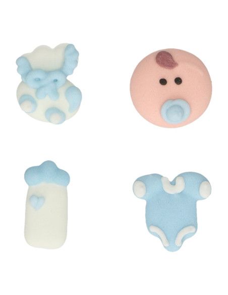 FC DECORACIONES DE AZUCAR BEBE AZUL SET 12 UN