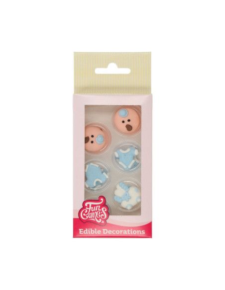 FC DECORACIONES DE AZUCAR BEBE AZUL SET 12 UN