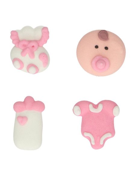 FC DECORACIONES DE AZUCAR BEBE ROSA SET 12 UN