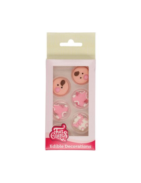 FC DECORACIONES DE AZUCAR BEBE ROSA SET 12 UN