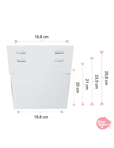 CAJA REGULABLE - AJUSTABLE BLANCA 19.8x19.8x20 A 25.8 CM