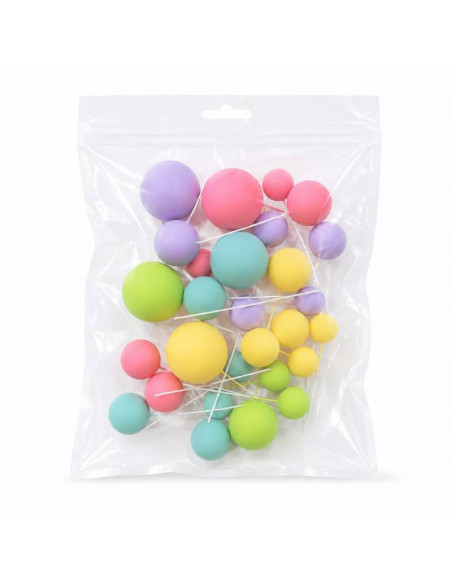AZUCREN SET 30 BOLAS DECORATIVAS MIX PASTEL
