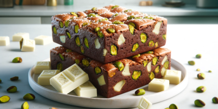 Receta de Brownie de Chocolate Blanco con Pistachos