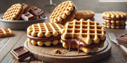 Receta de Galletas Tipo Gofre Rellenas de Chocolate 