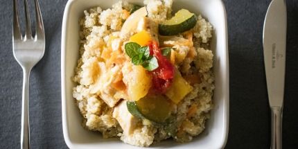 Recetas para celiacos: quinoa con verduras y huevo frito