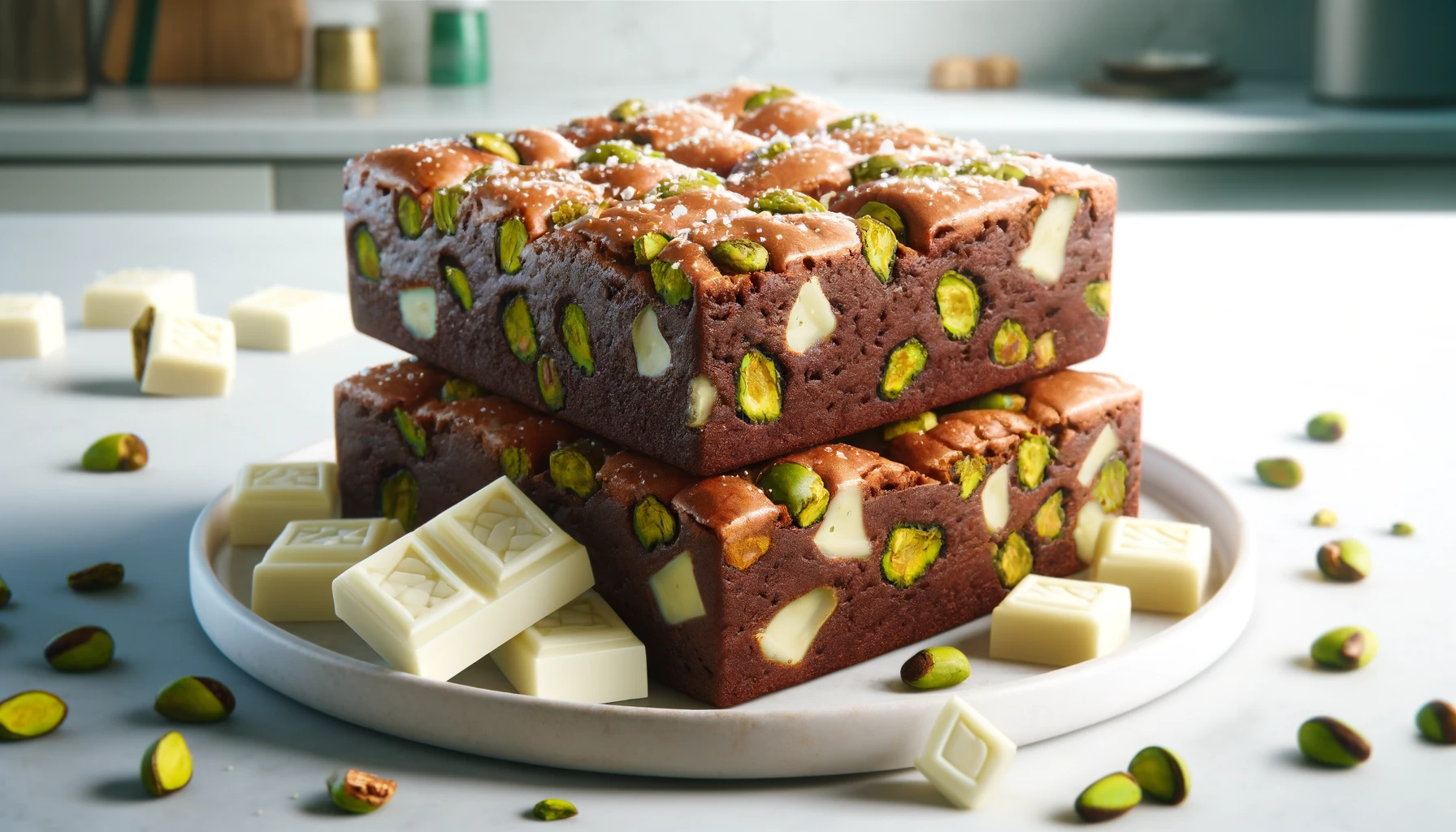 Receta de Brownie de Chocolate Blanco con Pistachos