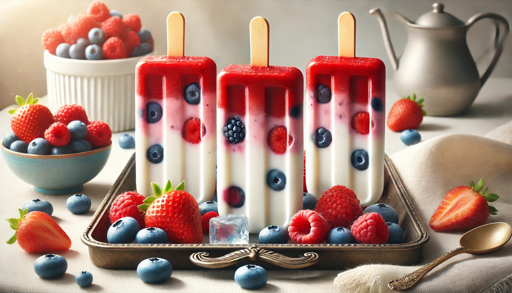 Receta: Paletas de Yogur y Frutos Rojos